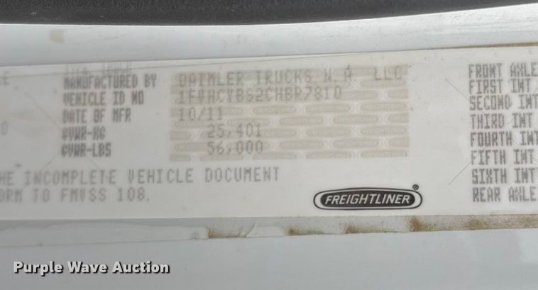 image for item ED2432 2012 Freightliner Business Class M2 digger derrick truck