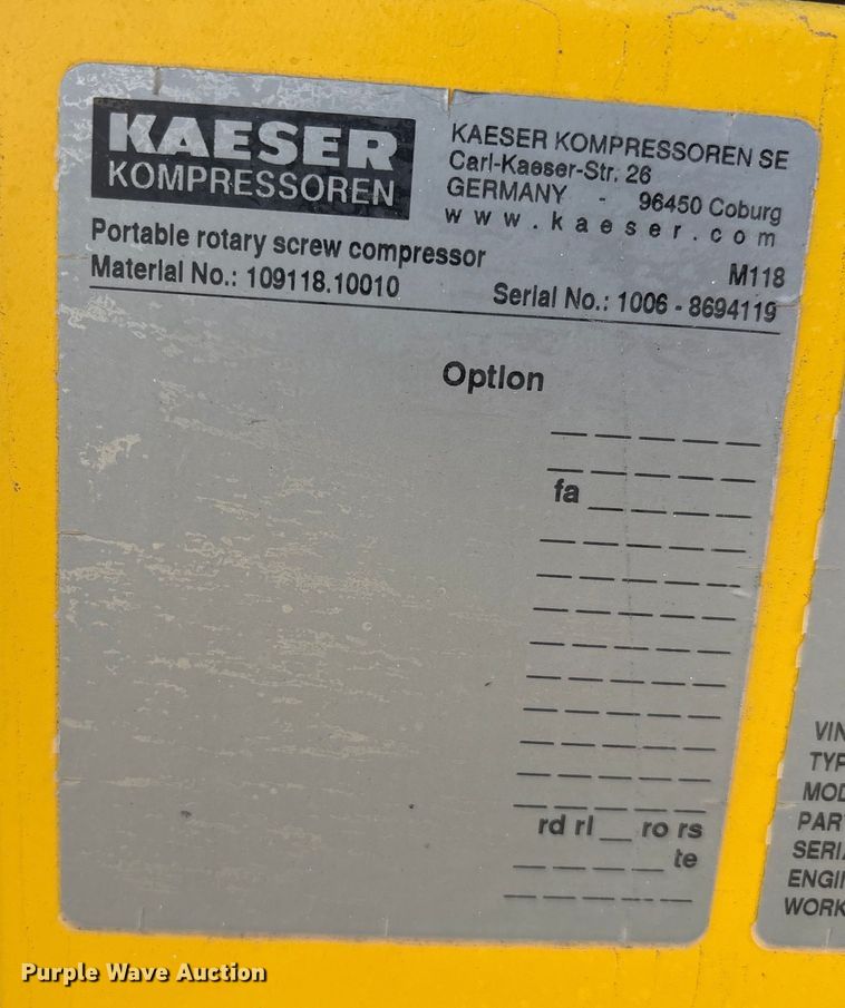 image for item EF6268 Kaeser M118 air compressor