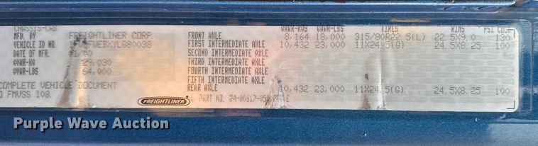 image for item EG1806 2000 Freightliner Classic dump truck