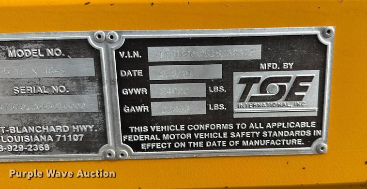 image for item EG1808 2001 TSE International RC572X48-3 reel trailer