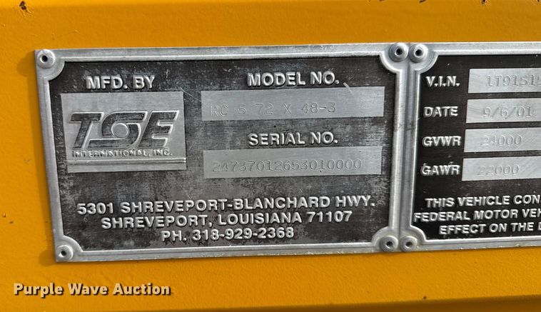 image for item EG1808 2001 TSE International RC572X48-3 reel trailer