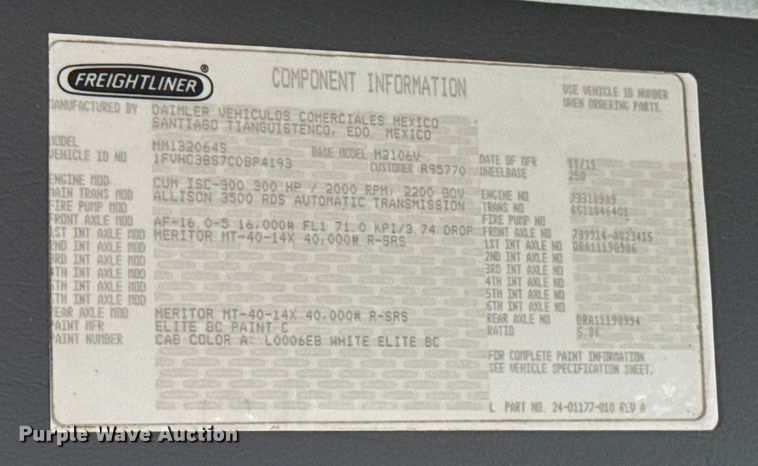 image for item EG1832 2012 Freightliner Business Class M2 crane truck