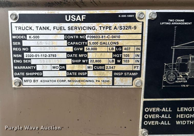 image for item EG1834 1983 Mack DM492S fuel / lube truck