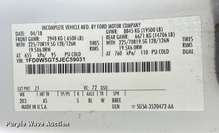 image for item EG1861 2018 Ford F550 Super Duty XL flatbed truck