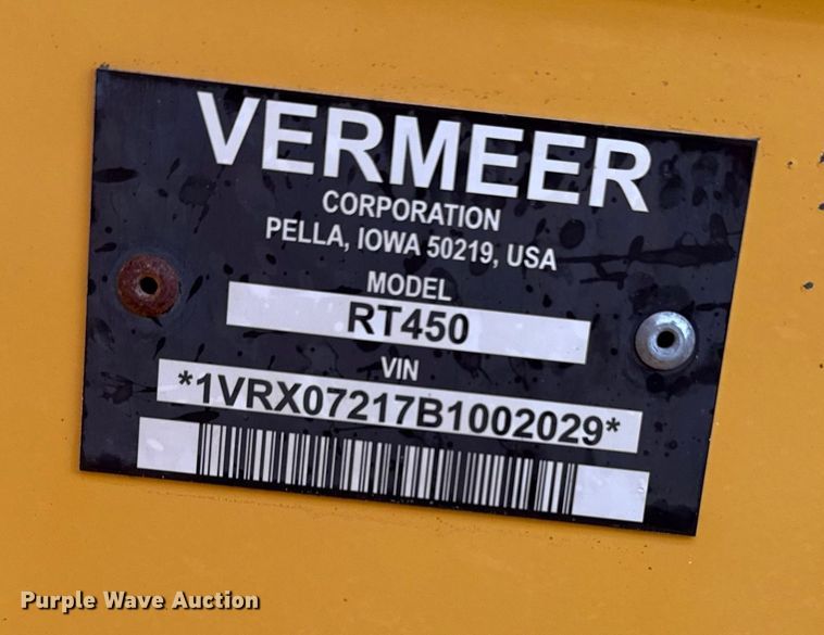 image for item EG1863 2011 Vermeer RT450 trencher