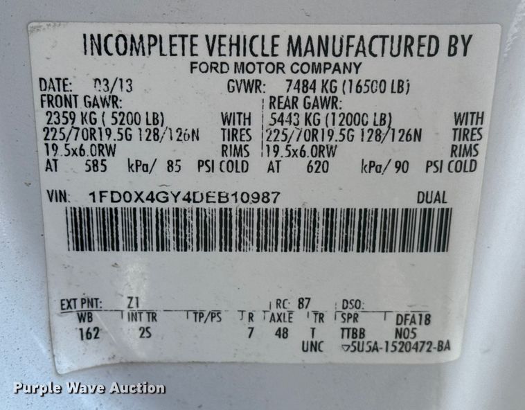 image for item EG1867 2013 Ford F450 Super Duty XL utility / service truck