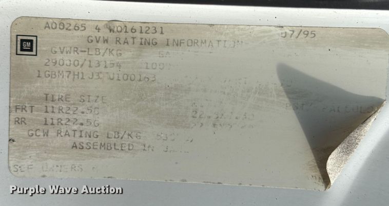 image for item EG1873 1997 Chevrolet Kodiak crane truck