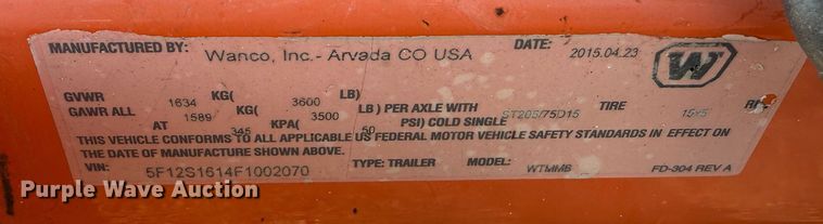 image for item EG1876 2015 Wanco, Inc. WTMMB message board trailer