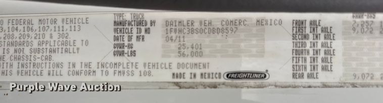 image for item EG1883 2012 Freightliner Business Class M2 Crew Cab crane truck