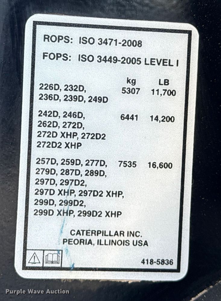 image for item EG1890 2019 Caterpillar 299D2 tracked skid steer loader