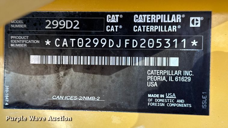 image for item EG1890 2019 Caterpillar 299D2 tracked skid steer loader