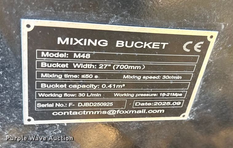 image for item EN0144 2025 Future M48 skid steer concrete mixer