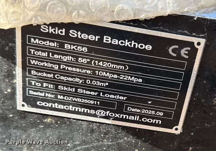 image for item EN0146 2025 Future BK56 skid steer backhoe