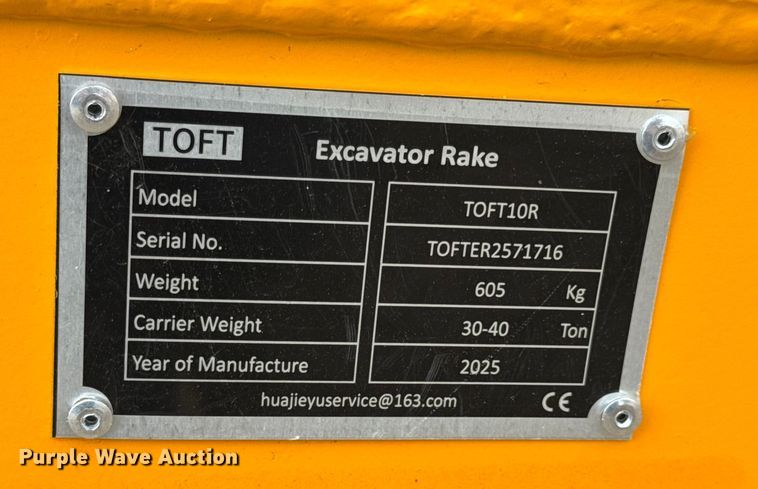 image for item EN0772 2025 Toft TOFT10R excavator rake