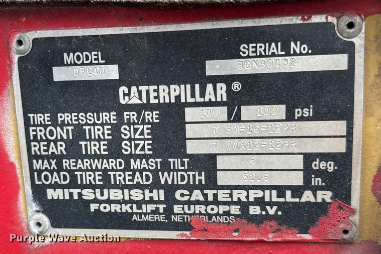 image for item ER0352 Caterpillar DPL40 forklift