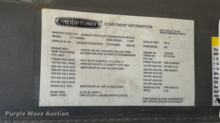image for item ET6776 2017 Freightliner 114SD dump truck