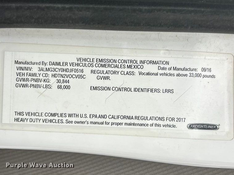 image for item ET6776 2017 Freightliner 114SD dump truck