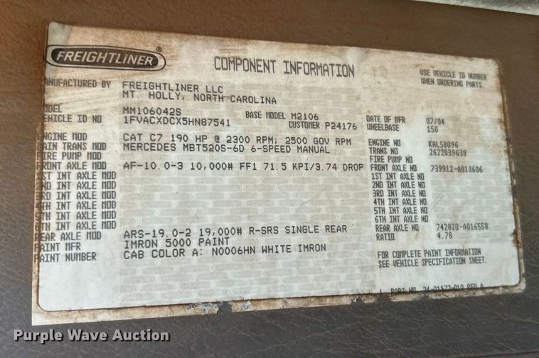 image for item ET6778 2005 Freightliner M2 water truck