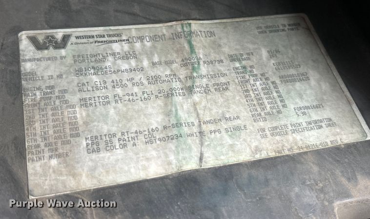 image for item ET6793 2006 Western Star 4900 dump truck