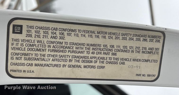 image for item ET7352 1991 Chevrolet Kodiak C6500 pumper fire truck