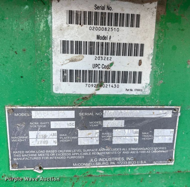 image for item ET7453 2001 JLG 2032-12 scissor lift