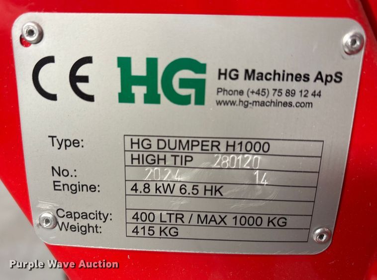 image for item EU0142 2024 HG Machines ApS H1000 High Tip power buggy