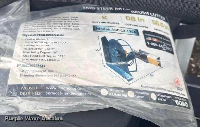 image for item EU4009 2025 LandHonor ABC-13-125A skid steer brush mower