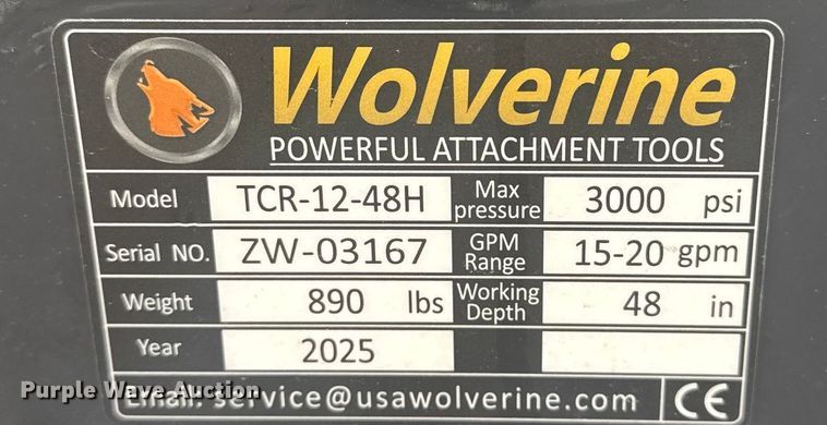 image for item EU4010 2025 Wolverine TCR-12-48H skid steer trencher