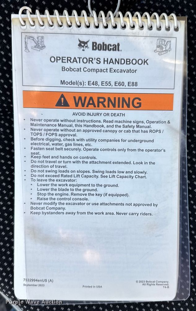 image for item EU6492 2024 Bobcat E48 mini excavator