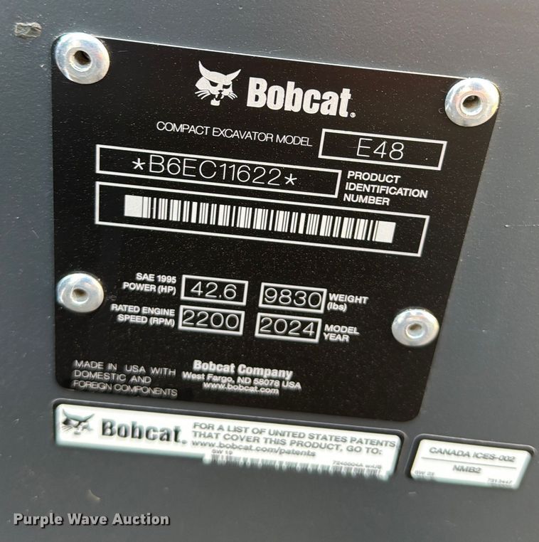 image for item EU6492 2024 Bobcat E48 mini excavator