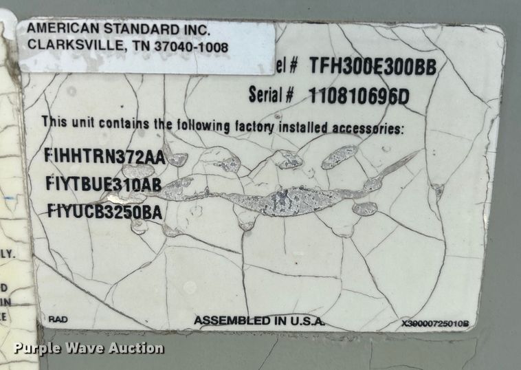 image for item EU7124 American Standard TCH300E300BB HVAC unit