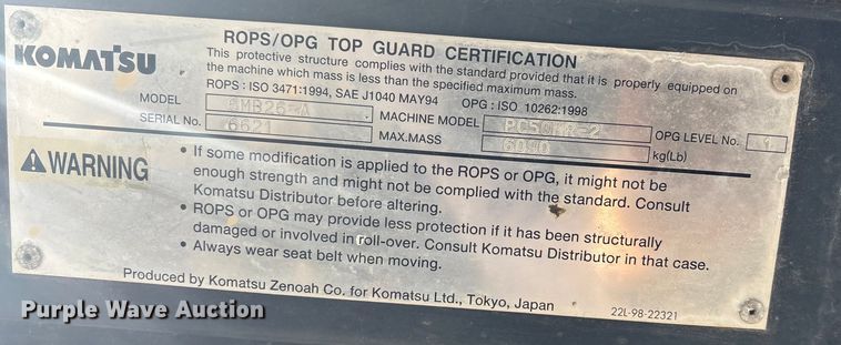 image for item FG1604 2004 Komatsu PC50MR-2 mini excavator