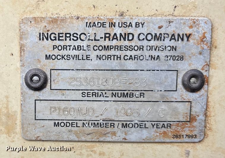 image for item FG1647 1995 Ingersoll Rand P160 air compressor
