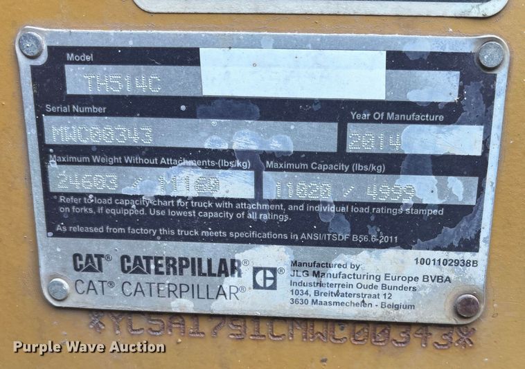 image for item FG1649 2014 Caterpillar TH514C telehandler