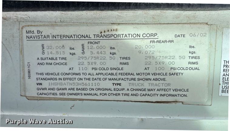 image for item FG1668 2003 International 8100 utility / service truck