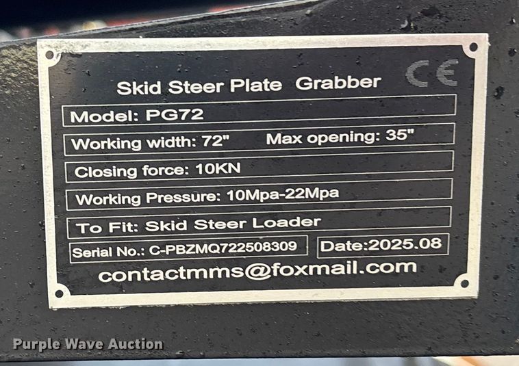 image for item FG1674 2025 GIYI PG72 skid steer grapple bucket