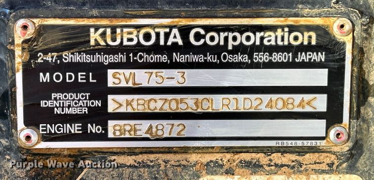 image for item YA1754 Kubota SVL75-3 tracked skid steer loader