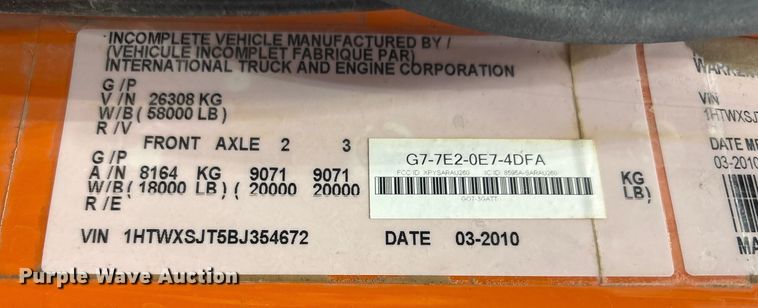 image for item DT6473 2011 International 7600 dump truck