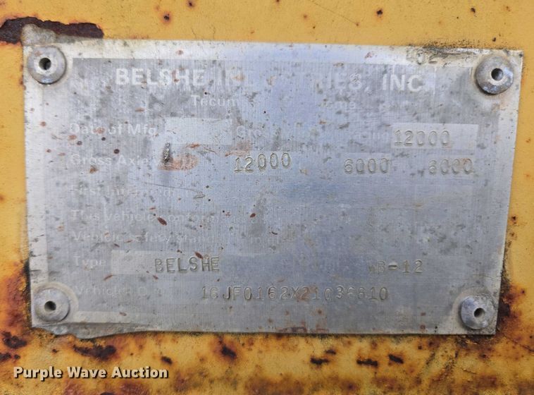 image for item DU2588 2002 Belshe WB-12 equipment trailer