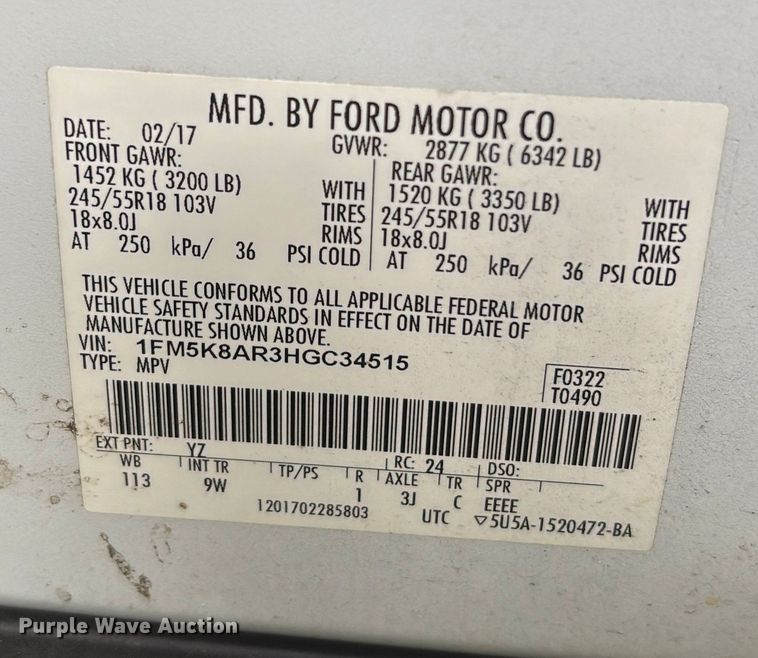 image for item DU2616 2017 Ford Explorer Police Interceptor SUV