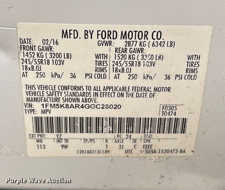 image for item DU2617 2016 Ford Explorer Police Interceptor SUV