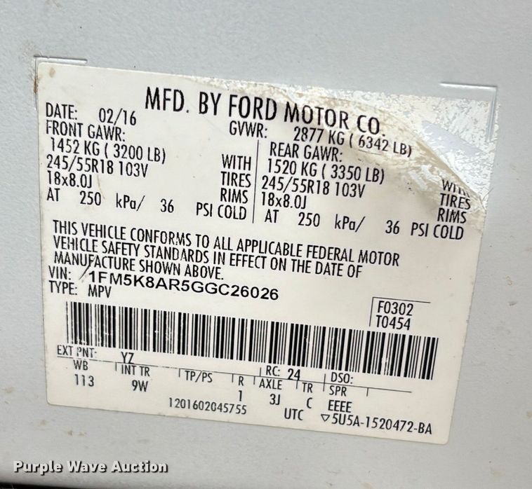 image for item DU2618 2016 Ford Explorer Police Interceptor SUV