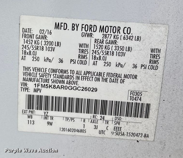 image for item DU2620 2016 Ford Explorer Police Interceptor SUV