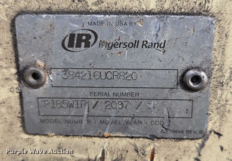 image for item DU2624 2007 Ingersoll Rand P185 air compressor