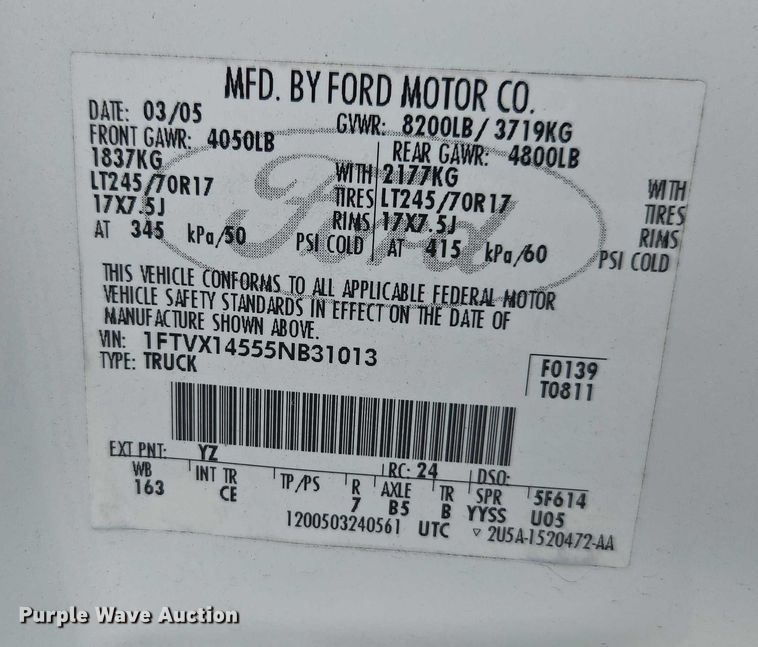 image for item DU2630 2005 Ford F150 XL Ext. Cab pickup truck