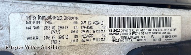 image for item DU2635 2005 Jeep Grand Cherokee SUV