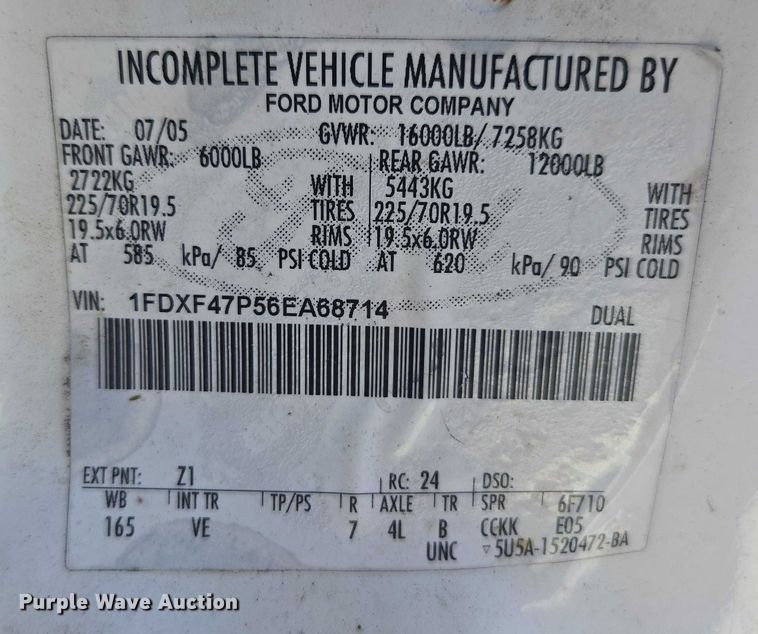 image for item DU2642 2006 Ford F450 Super Duty XL utility / service truck