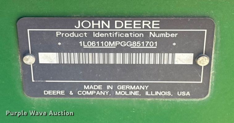 image for item DW5207 2016 John Deere 6110M MFWD tractor