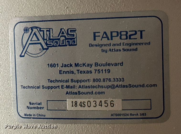 image for item DW5218 Atlas Sound FAP82T speakers