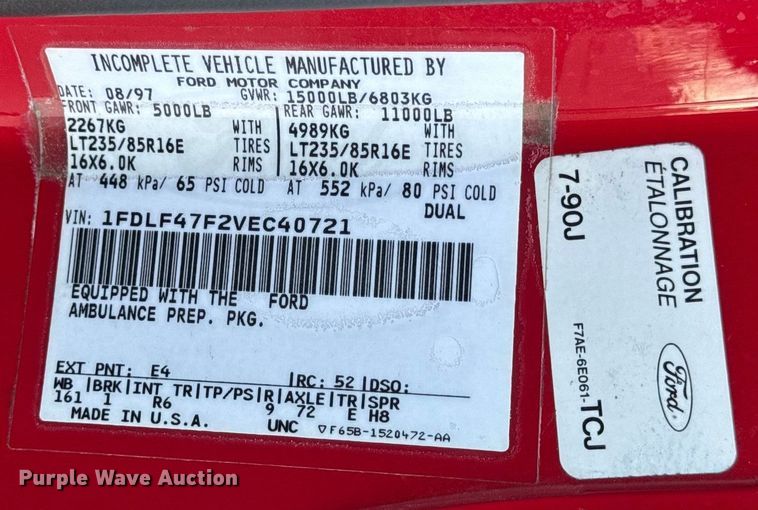 image for item DW6741 1997 Ford F450 Super Duty rescue vehicle